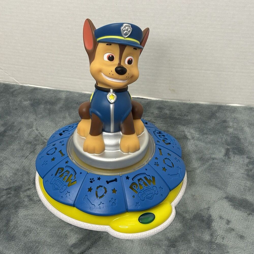 Paw Patrol Chase The Police Dog 10” Talking Spinning Night Light Table Lamp *GUC